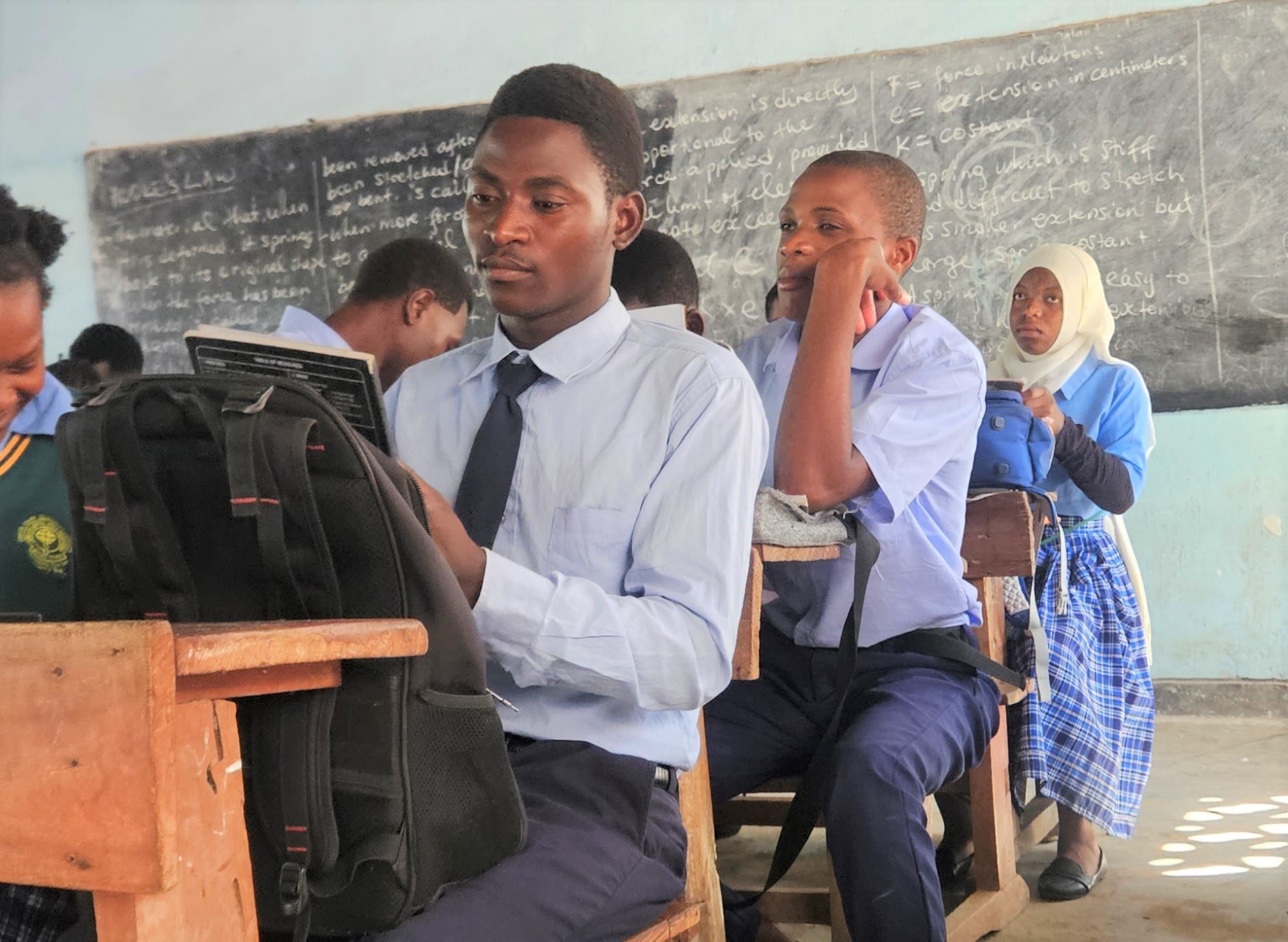 Student studying in class